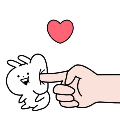 Hand Petting Cartoon Rabbit With Heart