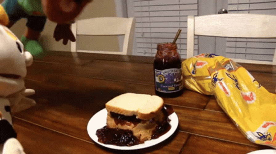Hand Puppet Diving Peanut Butter Jelly Time GIF