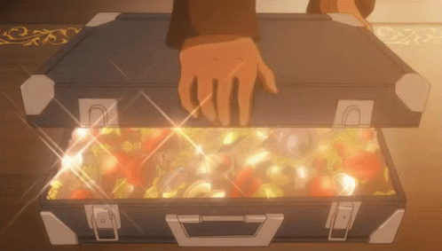 Hand Reaching Into Briefcase of Gold