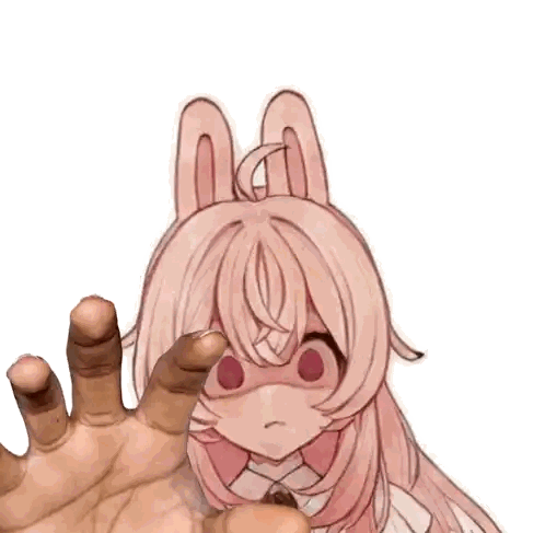 Hand Reaching Toward Pink Haired Girl Drawing