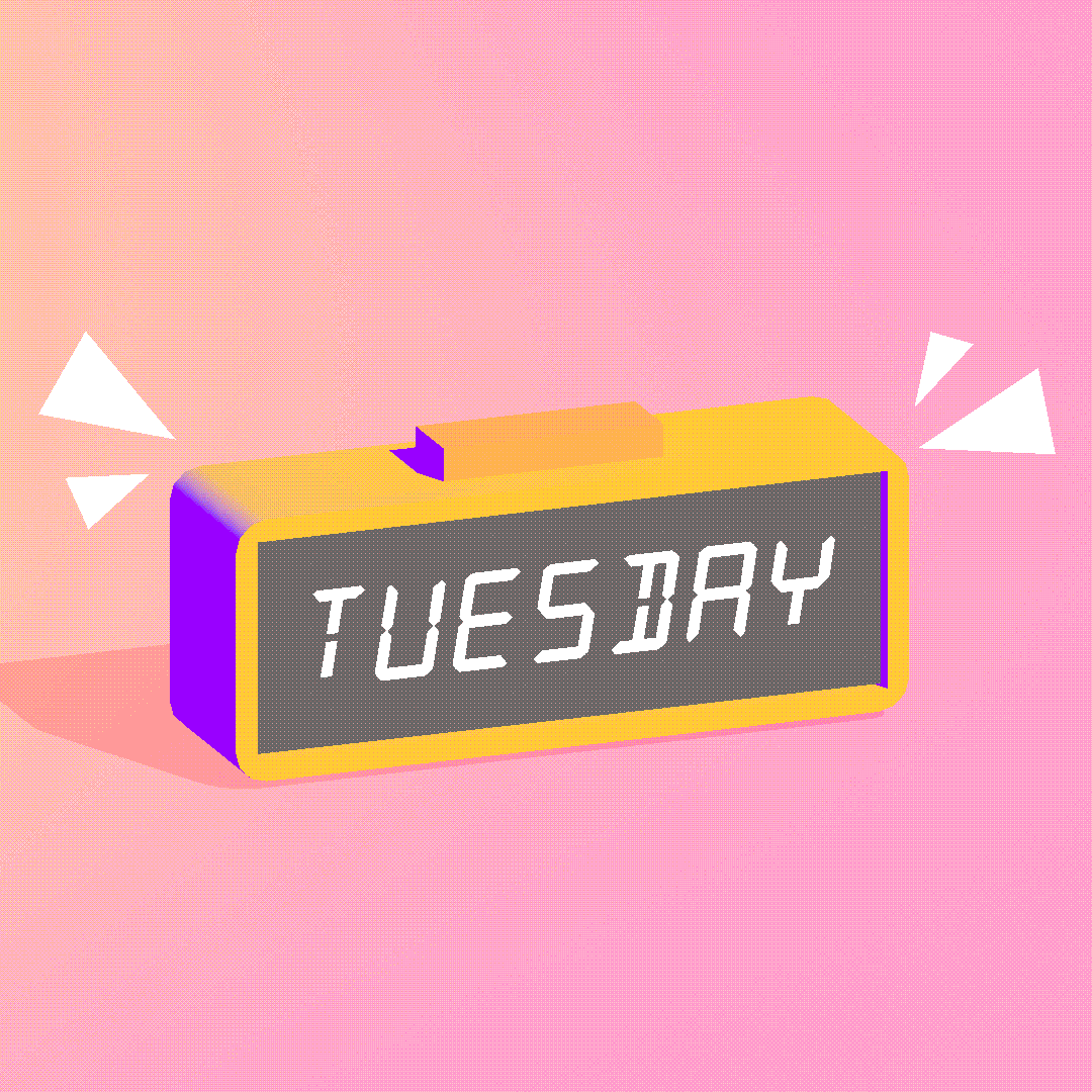 Hand Smashing Alarm Clock On Tuesday GIF