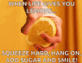 Hand Squeezing Orange With Quote GIF