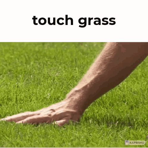 Hand Touching Patch Of Grass GIF