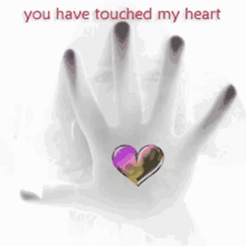 Hand With Heart Saying You Have Touched My Heart GIF