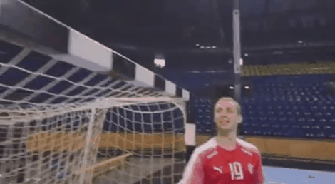 Handball Athlete Bouncing Bottles GIF