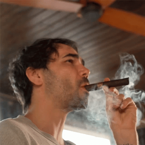 Handsome Guy Smoking Cigar GIF