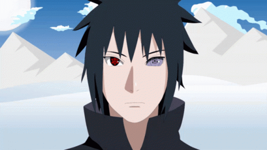 Handsome Sasuke Sharingan Two Colored Eyes GIF