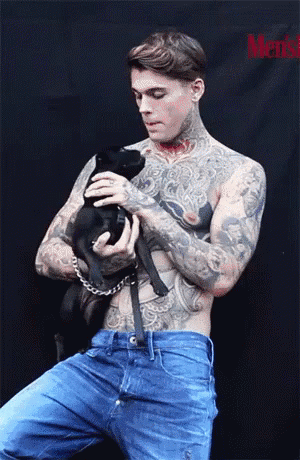 Handsome Stephen James With His Dog GIF