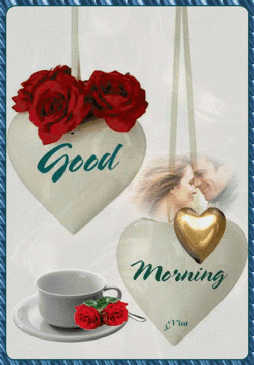 Hanging Hearts Good Morning Roses GIF