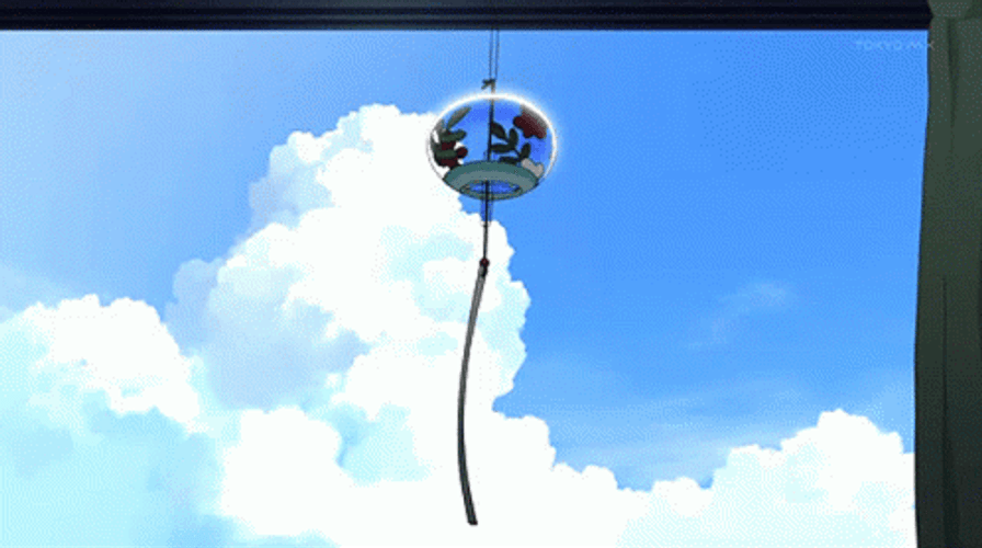 Hanging Japanese Lantern On Blue Sky Anime GIF