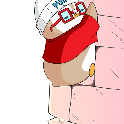 Hanging Pudgy Penguin Going Down GIF