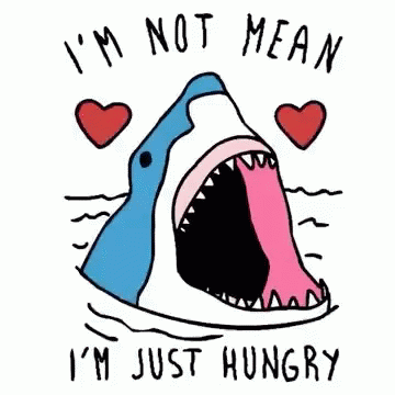 Hangry Gaping Mouth Shark Animated Art GIF