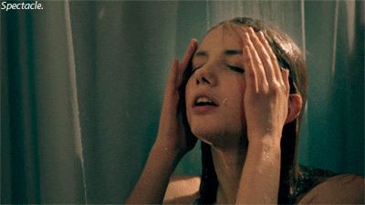 Hannah Murray Showering With Eyes Closed GIF