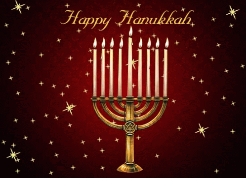Hanukkah Greeting Card with Menorah and Candles