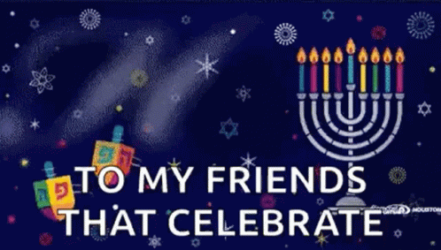 Hanukkah Greeting Card With Menorah Dreidel And Candles GIF