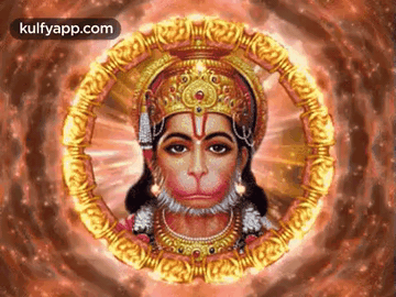 Hanuman In A Circle With Crown GIF