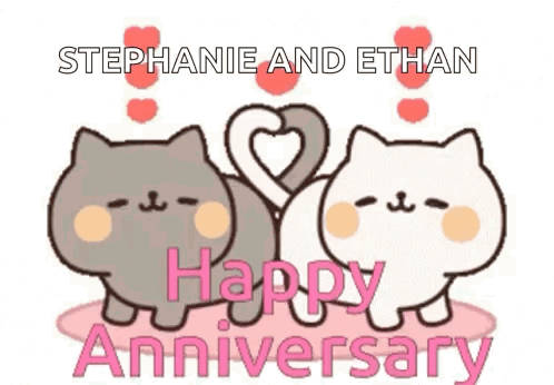 Happy 10th Anniversary Cat Tail Heart GIF
