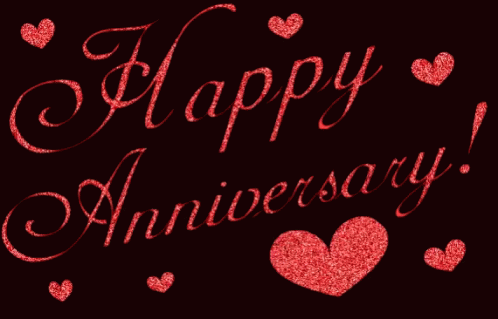 Happy 10th Anniversary Red Blinking Letters GIF