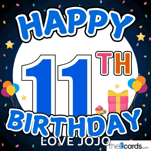 Happy 11Th Birthday Love Jojo With Balloons And Presents GIF