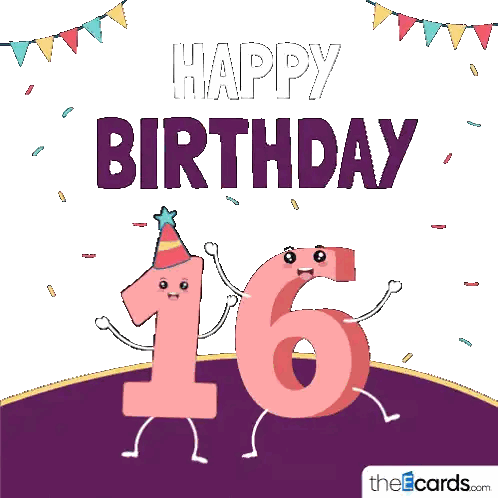 Happy 16th Birthday Card with Dancing Number