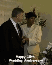 Happy 18 Wedding Anniversary Cute Couple Kiss GIF