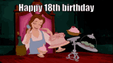 Happy 18th Birthday Belle Dancing Cakes Animation GIF