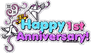 Happy 1st Anniversary Unicorn Card
