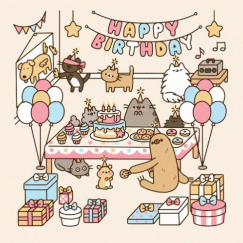 Happy 1st Birthday Animals At A Party GIF