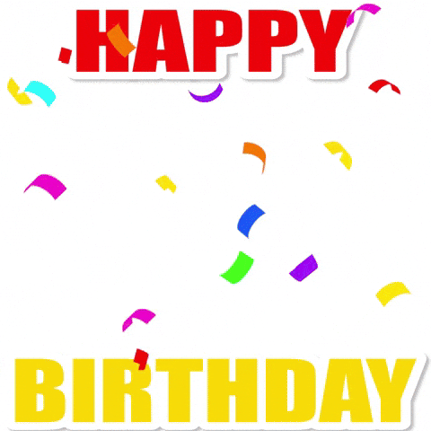 Happy 1st Birthday Animated Yellow Bunny GIF