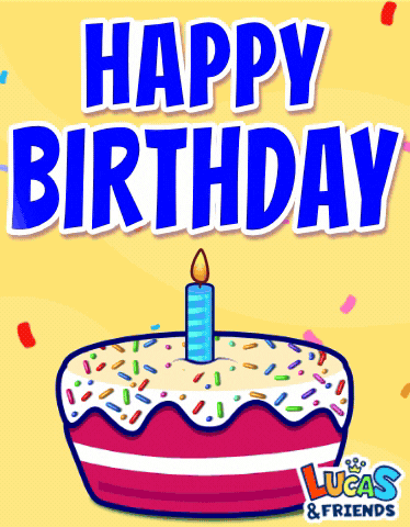 Happy 1st Birthday Cake With Confetti GIF