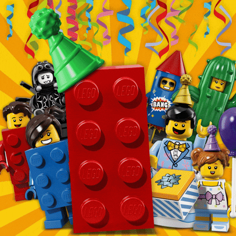 Happy 1st Birthday Lego Characters GIF