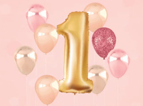 Happy 1st Birthday Number One With Balloons GIF