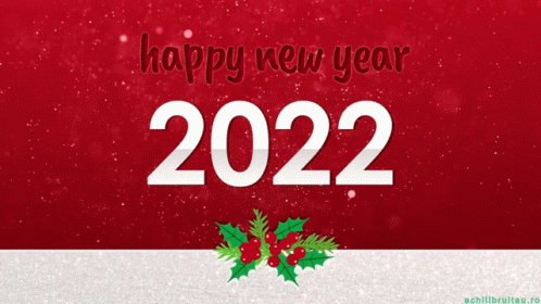 Happy 2022 Holly Leaves And Red Berries GIF
