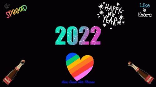 Happy 2022 Multicolor Neon Effect Text GIF
