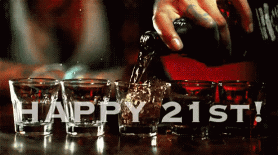 Happy 21 St Drinking Shot GIF