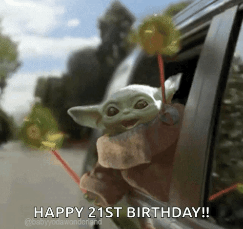 Happy 21st Birthday Baby Yoda Star Wars GIF