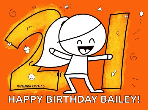Happy 21st Birthday Bailey Animated Girl Dancing GIF