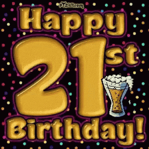 Happy 21st Birthday Celebration Greetings GIF