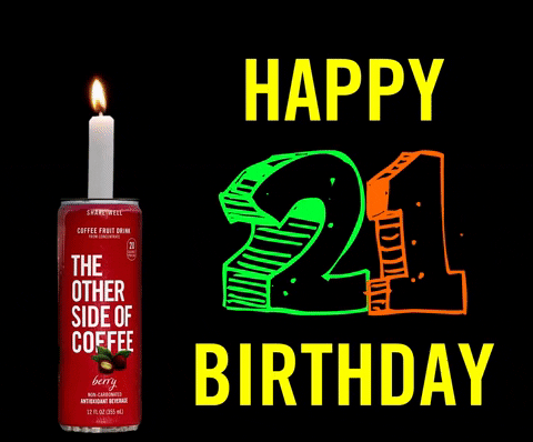 Happy 21st Birthday Coffee Can With Candle GIF