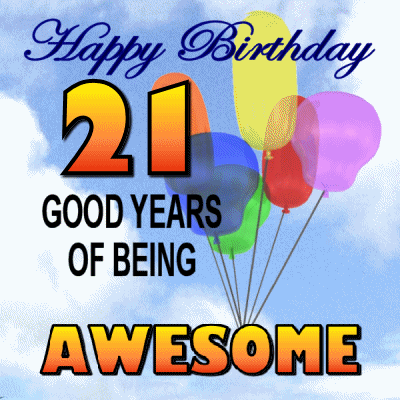 Happy 21st Birthday Spinning Colorful Balloons GIF