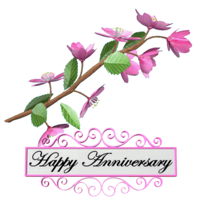 Happy 25th Anniversary Pink Flowers GIF