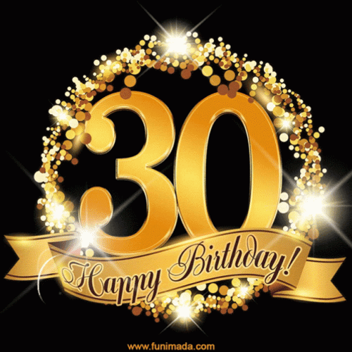 Happy 30th Birthday Golden Arrangement GIF
