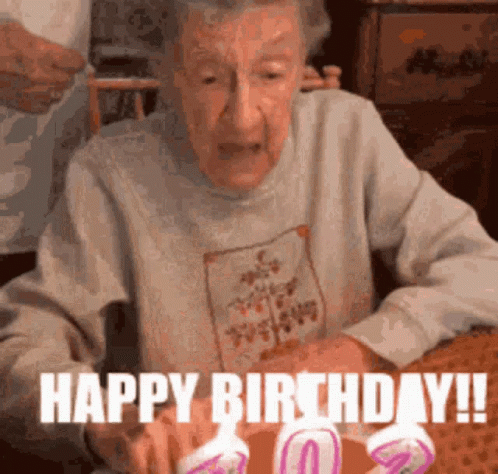 Happy 40th Birthday Old Lady Dentures Fall GIF