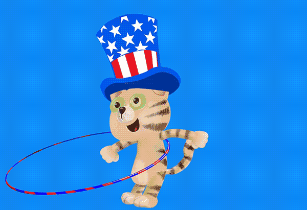 Happy 4th Cat Hula Hoop Animation GIF
