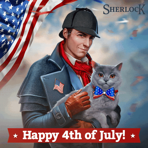 Happy 4th Cat Sherlock Graphics Art GIF