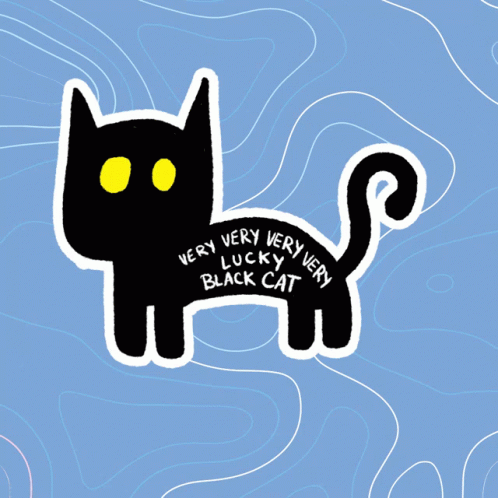 Happy 4th Lucky Black Cat Wagging Tail GIF