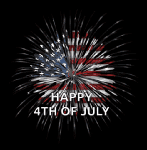 Happy 4th Of July American Flag Fireworks GIF
