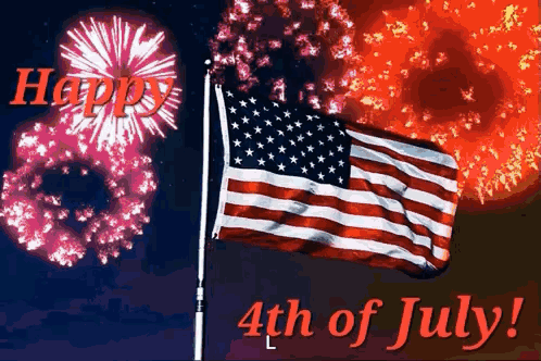 Happy 4th of July American Flag Fireworks Card