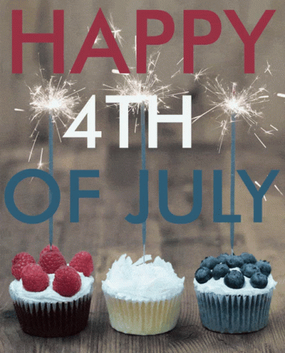 Happy 4Th Of July Cupcakes With Sparklers On Top Of Them GIF
