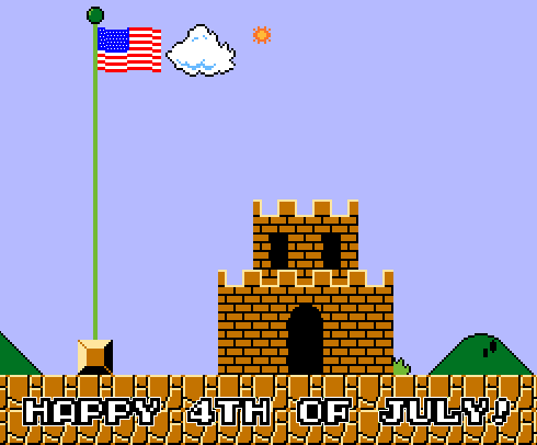 Happy 4th Of July Mario Castle Fireworks GIF